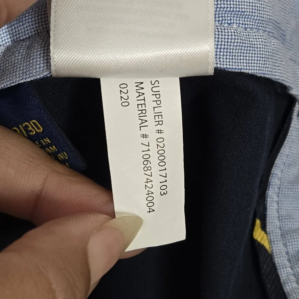 Polo Ralph Lauren Men Pants 33/30 Navy Embroidered Chino Twill Stretch READ